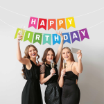 Banner Happy Birthday Ghirlanda Decor Aniversare, Multicolor, 2.5 m x 17 cm, Ropet - imagine 3