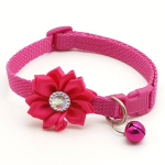 Zgarda ajustabila cu floare, pentru caini si pisici, 22-33cm/10mm, Roz, Ropet