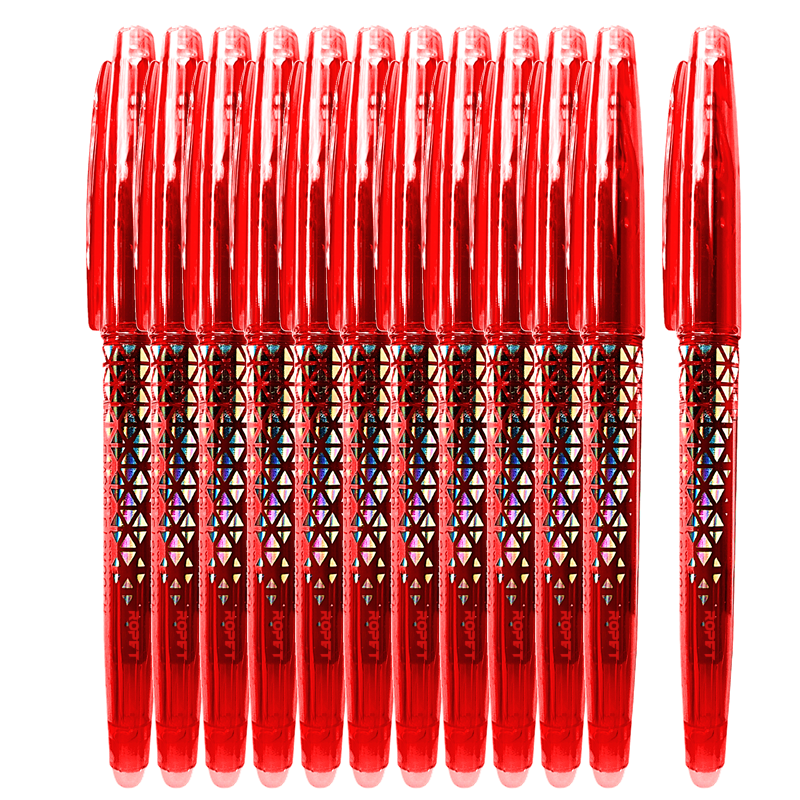 Set 12 Pixuri Roller Cu Radiera Set 12 Pixuri Roller Cu Radiera, 0.7 mm, Rosu - imagine 1