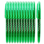 Set 12 Pixuri Roller Cu Radiera, 0.7 mm, Verde
