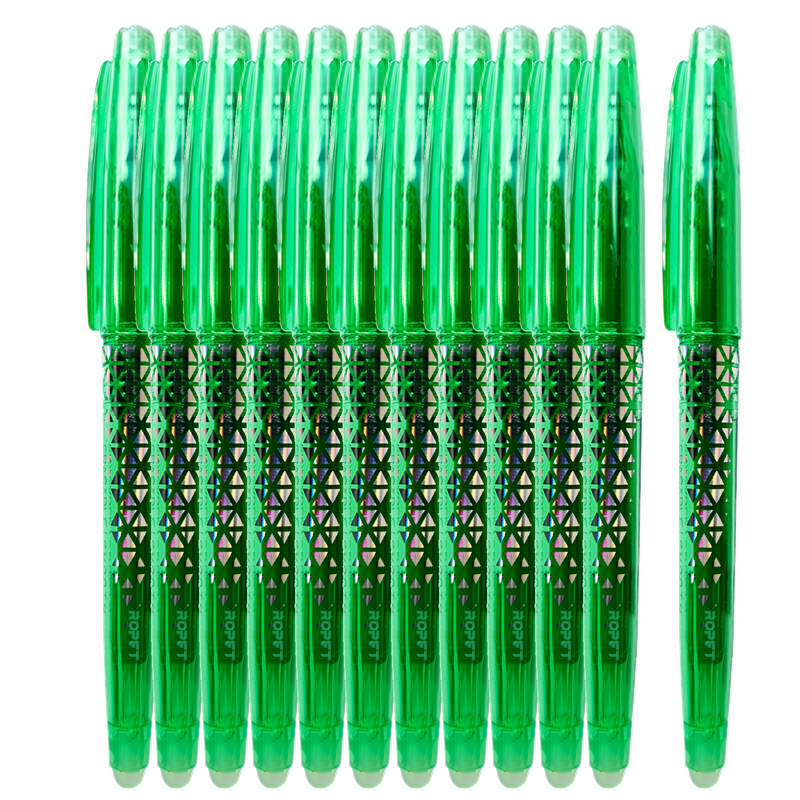 Set 12 Pixuri Roller Cu Radiera Set 12 Pixuri Roller Cu Radiera, 0.7 mm, Verde - imagine 1