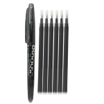 Set Pix Roller Negru Cu Radiera, 0.7 mm, Cu 6 Rezerve Negre