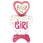 Balon Folie Cu Suport Baby Girl, 110 cm, Pentru Botez Si Baby Shower, Ropet