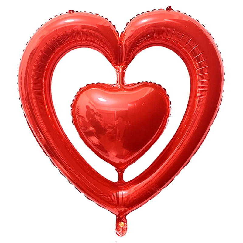 Balon folie cu suport Balon Folie Figurina Inima, Rosu, 100 cm, Ropet - imagine 1