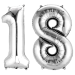 Balon Folie Cifra 18 Argintiu, 80 cm, Pentru Majorat, Ropet