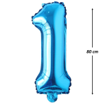 Balon Folie Cifra 1, Albastru, 80 cm, Ropet - imagine 2