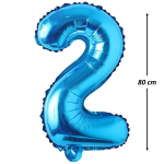 Balon Folie Cifra 2, Albastru, 80 cm, Ropet - imagine 2