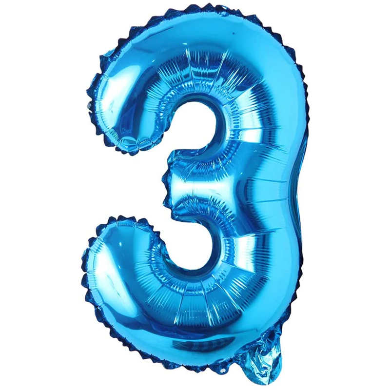 Balon din folie metalizata Balon Folie Cifra 3, Albastru, 80 cm, Ropet - imagine 1