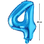 Balon Folie Cifra 4, Albastru, 80 cm, Ropet - imagine 2