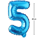 Balon Folie Cifra 5, Albastru, 80 cm, Ropet - imagine 2