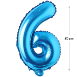 Balon Folie Cifra 6, Albastru, 80 cm, Ropet - imagine 2