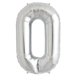 Balon Folie Cifra 0, Argintiu, 80 cm, Ropet
