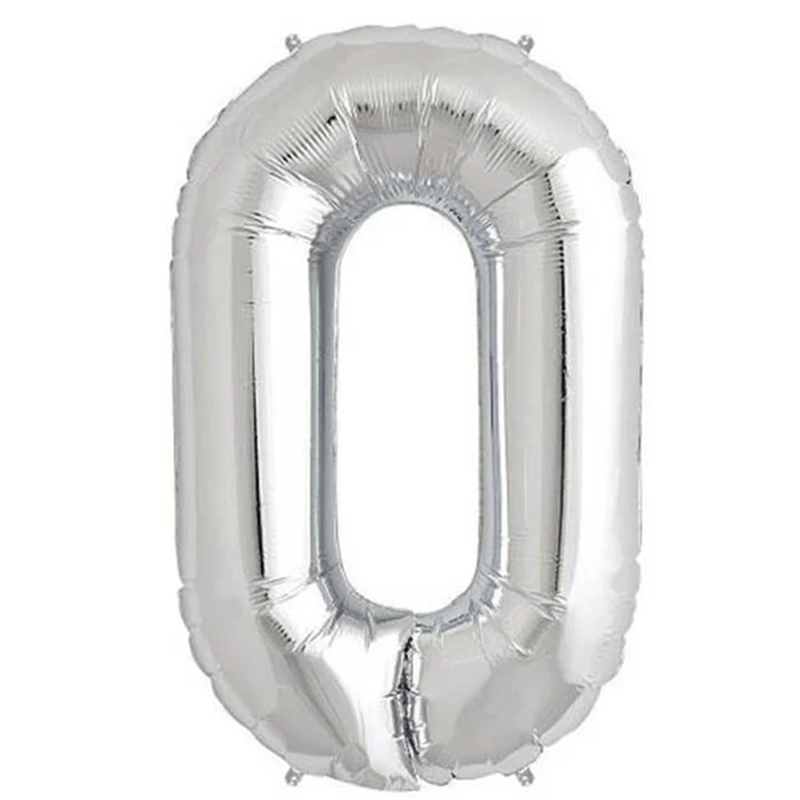 Balon din folie metalizata Balon Folie Cifra 0, Argintiu, 80 cm, Ropet - imagine 1
