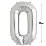 Balon Folie Cifra 0, Argintiu, 80 cm, Ropet - imagine 2
