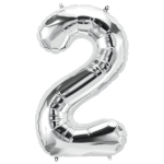 Balon Folie Cifra 2, Argintiu, 80 cm, Ropet