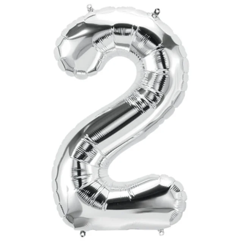 Balon din folie metalizata Balon Folie Cifra 2, Argintiu, 80 cm, Ropet - imagine 1