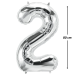 Balon Folie Cifra 2, Argintiu, 80 cm, Ropet - imagine 2