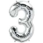 Balon Folie Cifra 3, Argintiu, 80 cm, Ropet
