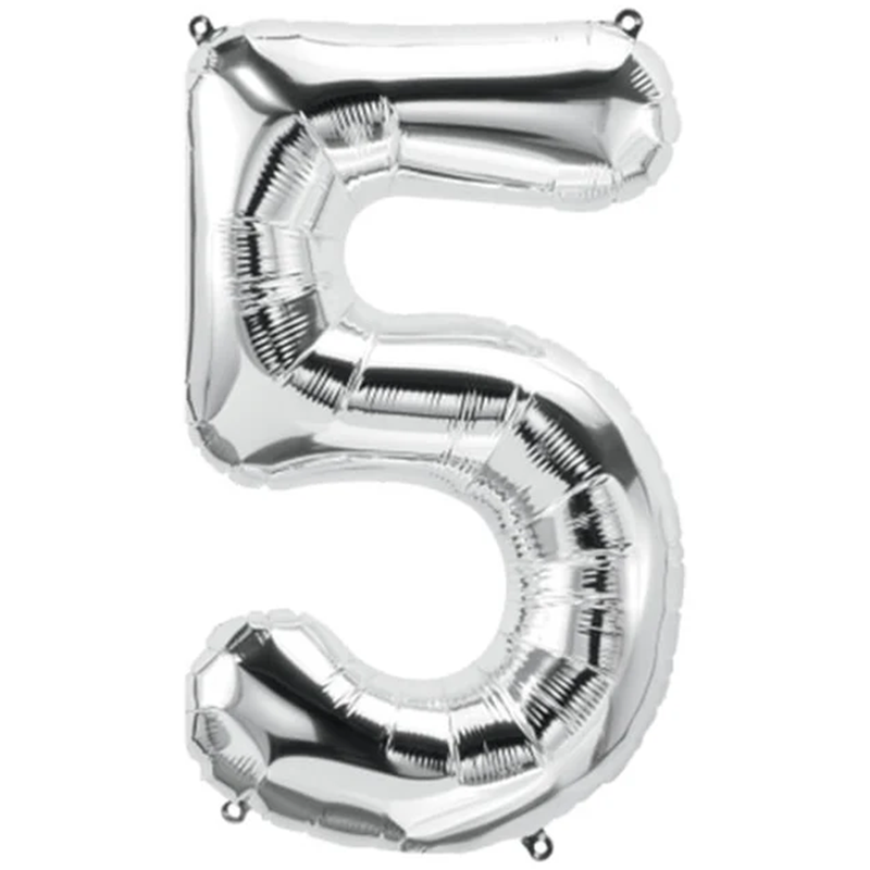 Balon din folie metalizata Balon Folie Cifra 5, Argintiu, 80 cm, Ropet - imagine 1