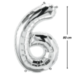 Balon Folie Cifra 6, Argintiu, 80 cm, Ropet - imagine 2