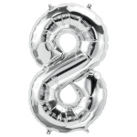 Balon Folie Cifra 8, Argintiu, 80 cm, Ropet