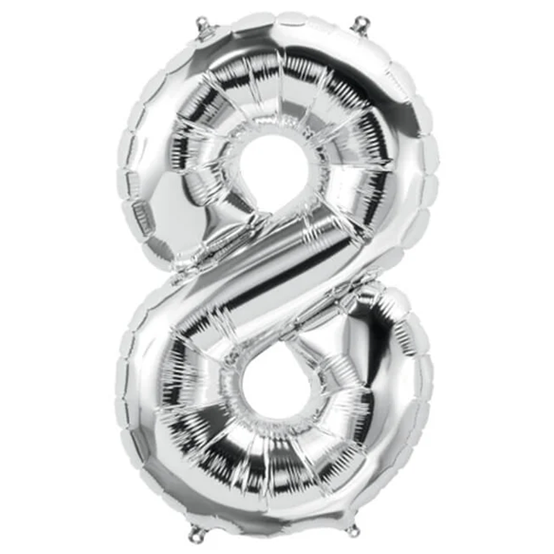 Balon din folie metalizata Balon Folie Cifra 8, Argintiu, 80 cm, Ropet - imagine 1