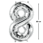 Balon Folie Cifra 8, Argintiu, 80 cm, Ropet - imagine 2