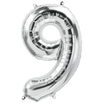 Balon Folie Cifra 9, Argintiu, 80 cm, Ropet