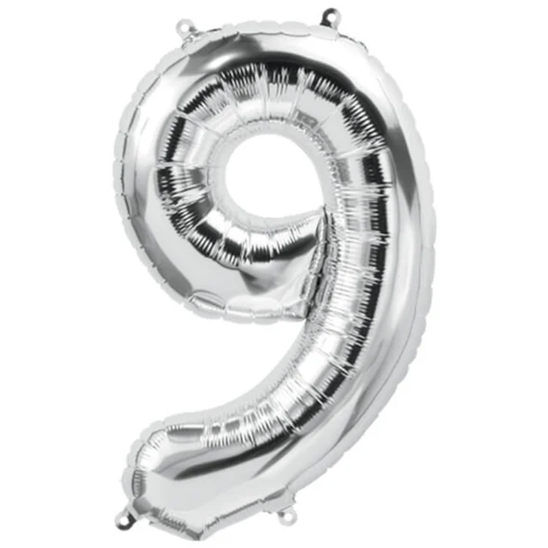Balon din folie metalizata Balon Folie Cifra 9, Argintiu, 80 cm, Ropet - imagine 1