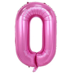 Balon Folie Cifra 0, Roz, 80 cm, Ropet