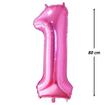 Balon Folie Cifra 1, Roz, 80 cm, Ropet - imagine 2