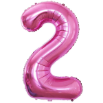 Balon Folie Cifra 2, Roz, 80 cm, Ropet