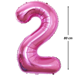Balon Folie Cifra 2, Roz, 80 cm, Ropet - imagine 2