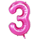 Balon Folie Cifra 3, Roz, 80 cm, Ropet