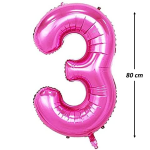 Balon Folie Cifra 3, Roz, 80 cm, Ropet - imagine 2