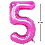 Balon Folie Cifra 5, Roz, 80 cm, Ropet - imagine 2