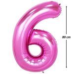 Balon Folie Cifra 6, Roz, 80 cm, Ropet - imagine 2