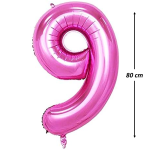 Balon Folie Cifra 9, Roz, 80 cm, Ropet - imagine 2