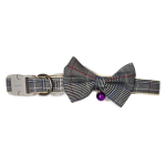 Zgarda cu Papion pentru caini, cu clopotel, 27-37cm/15mm, Gri, Ropet