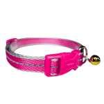 Zgarda reflectorizanta cu clopotel pentru caini si pisici, ajustabila 26-38cm/15mm, Roz, Ropet