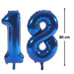 Balon Folie Cifra 18 Albastru, 80 cm, Pentru Majorat, Ropet - imagine 2
