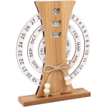 Calendar Perpetuu Decorativ Din Lemn Rustic, Rotativ, Birou, 17 x 20.5 cm, Natur, Ropet