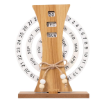 Calendar Perpetuu Decorativ Din Lemn Rustic, Rotativ, Birou, 17 x 20.5 cm, Natur, Ropet - imagine 2