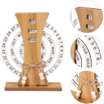 Calendar Perpetuu Decorativ Din Lemn Rustic, Rotativ, Birou, 17 x 20.5 cm, Natur, Ropet - imagine 4