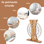 Calendar Perpetuu Decorativ Din Lemn Rustic, Rotativ, Birou, 17 x 20.5 cm, Natur, Ropet - imagine 5