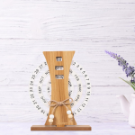 Calendar Perpetuu Decorativ Din Lemn Rustic, Rotativ, Birou, 17 x 20.5 cm, Natur, Ropet - imagine 6
