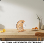 Calendar Perpetuu Decorativ Din Lemn Home Sweet Home, Rustic, Rotativ, Birou, 18 x 20 cm, Natur, Ropet - imagine 9