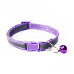 Zgarda ajustabila cu clopotel pentru caini si pisici, 18-32cm/1cm, reflectorizanta, Mov, Ropet