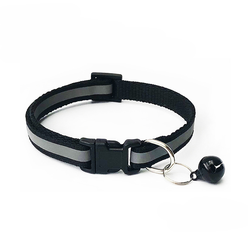 Zgarda ajustabila cu clopotel pentru caini si pisici Zgarda ajustabila cu clopotel pentru caini si pisici, 18-32cm/1cm, reflectorizanta, Negru, Ropet - imagine 1