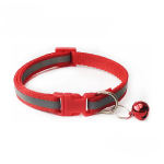 Zgarda ajustabila cu clopotel pentru caini si pisici, 18-32cm/1cm, reflectorizanta, Rosu, Ropet